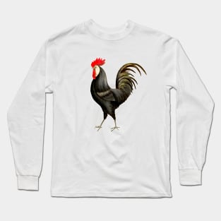 Black rooster red crest Long Sleeve T-Shirt